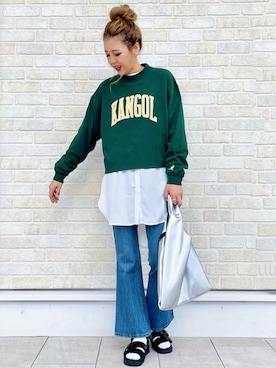 「RAG MACHINE（ラグマシーン）のアイテム（バッグ）」を使った、えりー👻さん（レディース・173cm）の秋コーディネート