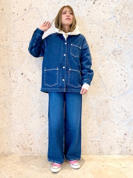 「Levi's」｜「アイテム（デニムジャケット）」を使った、えりー👻さん（レディース・173cm）の冬コーディネート
