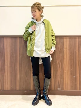 「GRL」｜「アイテム（MA-1）」を使った、えりー👻さん（レディース・173cm）の冬コーディネート