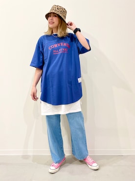 「CONVERSE（コンバース）のアイテム（チュニック）」を使った、えりー👻さん（レディース・173cm）の春コーディネート