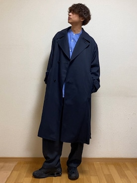 「WYM」｜「アイテム（トレンチコート）」を使った、sietakeさん（メンズ・181cm）の冬コーディネート