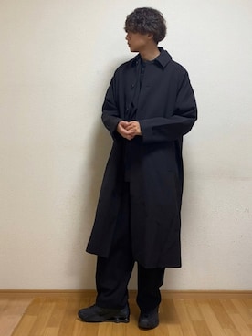 「KUUUPY」｜「アイテム（ステンカラーコート）」を使った、sietakeさん（メンズ・181cm）の冬コーディネート