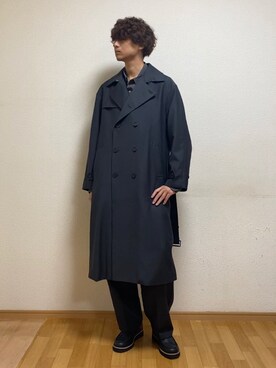 「CASPER JOHN（キャスパージョン）のアイテム（トレンチコート）」を使った、sietakeさん（メンズ・181cm）の冬コーディネート
