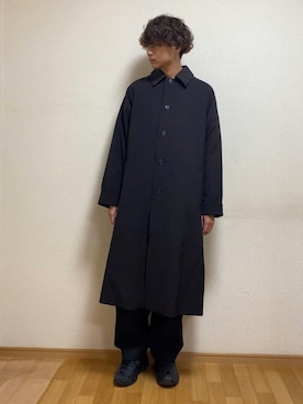 「KUUUPY」｜「アイテム（ステンカラーコート）」を使った、sietakeさん（メンズ・181cm）の冬コーディネート