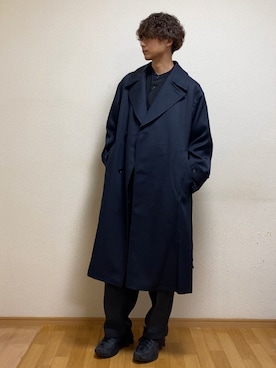 「WYM」｜「アイテム（トレンチコート）」を使った、sietakeさん（メンズ・181cm）の冬コーディネート