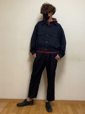 「セットアップ風」｜「アイテム（ブルゾン）」を使った、sietakeさん（メンズ・181cm）の秋コーディネート