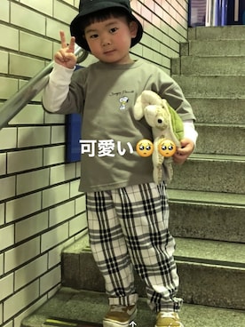 「TOMMY HILFIGER（トミーヒルフィガー）のアイテム（帽子）」を使った、mayume0114さん（キッズ・100cm）の秋コーディネート