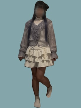 「OLIVE des OLIVE（オリーブデオリーブ）のドロストティアードミニスカート（スカート、ホワイト系）」を使った、*深月.さん（レディース・150cm）の春コーディネート