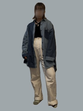 「Miniministore（ミニミニストア）の【お気に入り数14万人突破!】ウエスト ホックで華奢見え！ハイウエストワイドストレートデニムパンツ（デニムパンツ、ホワイト系）」を使った、*深月.さん（レディース・150cm）の春コーディネート