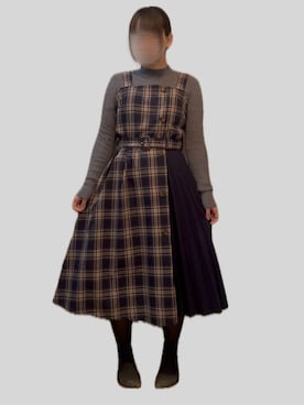 「Honeys（ハニーズ）のプリーツ切替ジャンスカ（ジャンパースカート、ブルー系）」を使った、*深月.さん（レディース・150cm）の春コーディネート