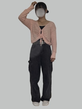 「アイテム（カーディガン/ボレロ、ピンク系）」を使った、⸜🌻⸝‍*ゆ.⸜🌷︎⸝‍さん（レディース・150cm）の夏コーディネート