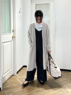「ロングカーディガン」｜「アイテム（オールインワン・サロペット）」を使った、hanaさん（レディース・160cm）の秋コーディネート