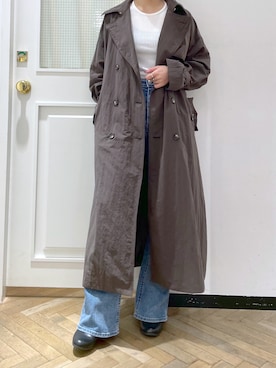 「秋先取りコーデ」｜「アイテム（トレンチコート）」を使った、hanaさん（レディース・160cm）の夏コーディネート