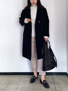 「160cm」｜「アイテム（チェスターコート）」を使った、hanaさん（レディース・160cm）の冬コーディネート