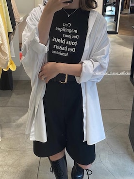 「ビッグシャツ」｜「アイテム（その他）」を使った、hanaさん（レディース・160cm）の夏コーディネート