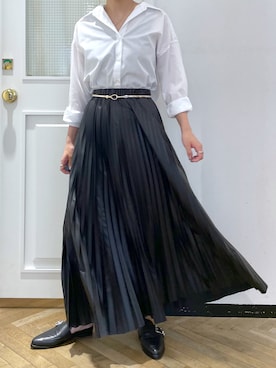 「OUVRAGE CLASSE（ウヴラージュクラス）のブロードカシュクールシャツ（シャツ/ブラウス、ホワイト系）」を使った、hanaさん（レディース・160cm）の夏コーディネート