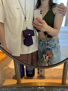「CHUMS（チャムス）のアイテム（財布/小物）」を使った、fulat201さん（レディース・154cm）の夏コーディネート