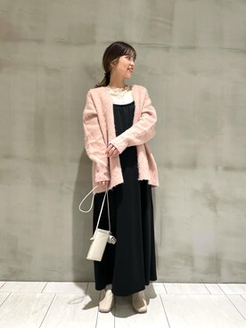 「モヘアカーディガン」｜「アイテム（ワンピース/ドレス）」を使った、kaoriさん（レディース・163cm）の秋コーディネート