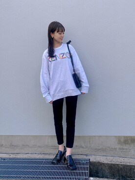 「ゆったりシルエット」｜「アイテム（スウェット）」を使った、momo🍑さん（レディース・152cm）の秋コーディネート
