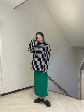 「スリット」｜「アイテム（スリッポン）」を使った、sakachan7さん（レディース・163cm）の春コーディネート