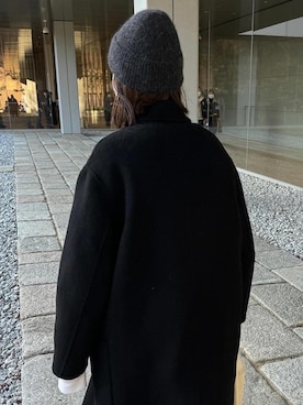 「アイテム（ニットキャップ/ビーニー、グレー系）」を使った、フウナさん（レディース・159cm）の冬コーディネート