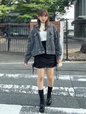 「アイテム（デニムジャケット）」を使った、Miyukiさん（レディース・160cm）の秋コーディネート