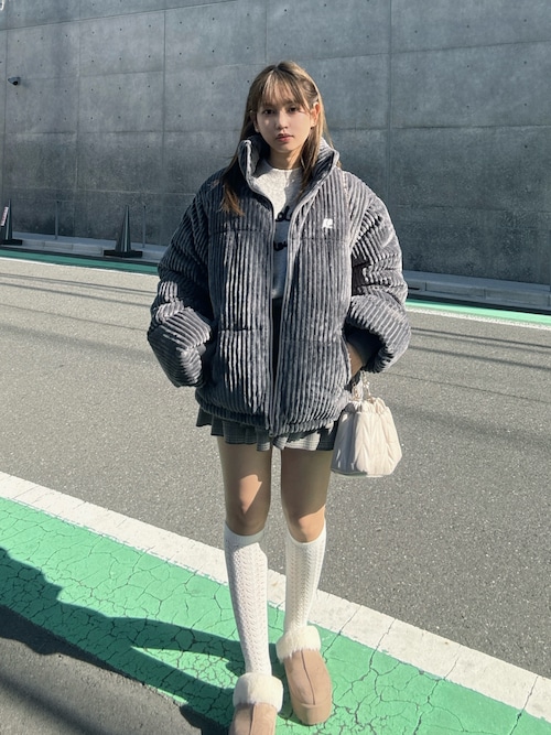 セール】♪ワンポイントロゴ刺繍 スタンドカラー ドロスト付き