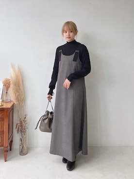 「AS KNOW AS plus（アズノゥアズプラス）のアイテム（ジャンパースカート）」を使った、Miyukiさん（レディース・160cm）の秋コーディネート