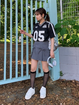 「AS KNOW AS plus（アズノゥアズプラス）のアイテム（スニーカー）」を使った、Miyukiさん（レディース・160cm）の春コーディネート