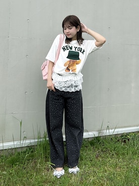 「AS KNOW AS plus（アズノゥアズプラス）のアイテム（パンツ）」を使った、Miyukiさん（レディース・160cm）の夏コーディネート