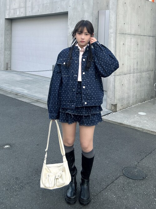 セール】◯ノーカラーオーバーサイズデニムジャケット セットアップ