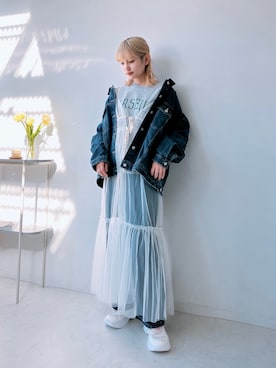 「AS KNOW AS plus（アズノゥアズプラス）のアイテム（デニムジャケット）」を使った、Miyukiさん（レディース・160cm）の冬コーディネート