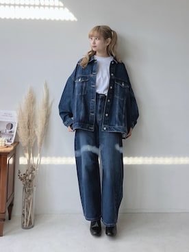 「AS KNOW AS plus（アズノゥアズプラス）のアイテム（デニムジャケット）」を使った、Miyukiさん（レディース・160cm）の冬コーディネート