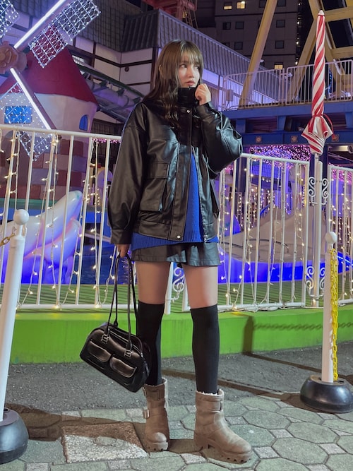 セール】◇取り外し可能 ファー衿付き 2WAYフェイクレザーブルゾン