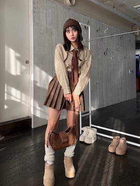 「AS KNOW AS plus（アズノゥアズプラス）の☆ポケット付きビッグサイズシャツ【UNISEX ITEM】（シャツ/ブラウス、ベージュ系）」を使った、Miyukiさん（レディース・160cm）の秋コーディネート