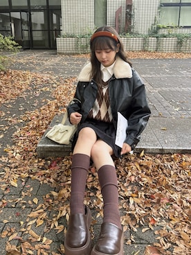 「アイテム（ブルゾン）」を使った、Miyukiさん（レディース・160cm）の秋コーディネート