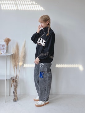 「AS KNOW AS plus（アズノゥアズプラス）のアイテム（スウェット）」を使った、Miyukiさん（レディース・160cm）の秋コーディネート