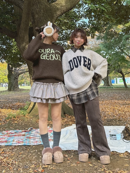 セール】◇カレッジロゴジャガードニットプルオーバー（ニット