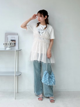 「AS KNOW AS plus（アズノゥアズプラス）のアイテム（パンツ）」を使った、Miyukiさん（レディース・160cm）の夏コーディネート