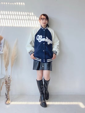 「AS KNOW AS plus（アズノゥアズプラス）のアイテム（スタジャン）」を使った、Miyukiさん（レディース・160cm）の冬コーディネート