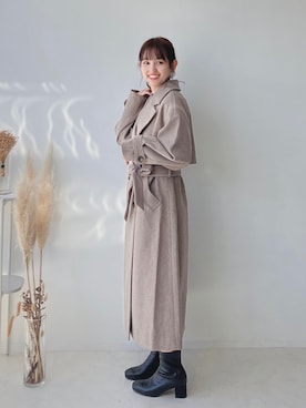 「AS KNOW AS plus（アズノゥアズプラス）のアイテム（トレンチコート）」を使った、Miyukiさん（レディース・160cm）の冬コーディネート