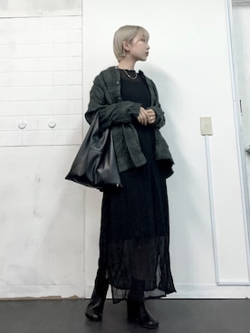 「シアーワンピース」｜「アイテム（その他）」を使った、Hinata.さん（レディース・156cm）の秋コーディネート