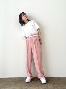 「みんなの白Tフェス」｜「アイテム（スラックス）」を使った、Hinata.さん（レディース・156cm）の夏コーディネート