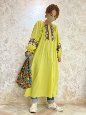 「ニコアンド」｜「アイテム（ワンピース/ドレス）」を使った、Onuさん（レディース・159cm）の秋コーディネート