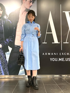 「ARMANI EXCHANGE（アルマーニエクスチェンジ）のアイテム（シャツワンピース）」を使った、naobeさん（レディース・169cm）の冬コーディネート