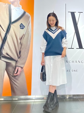 「ARMANI EXCHANGE（アルマーニエクスチェンジ）のアイテム（シャツワンピース）」を使った、naobeさん（レディース・169cm）の秋コーディネート
