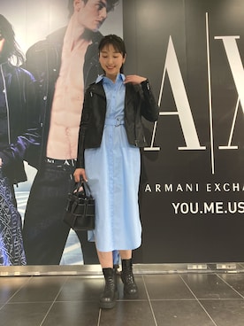 「ARMANI EXCHANGE（アルマーニエクスチェンジ）のアイテム（シャツワンピース）」を使った、naobeさん（レディース・169cm）の冬コーディネート