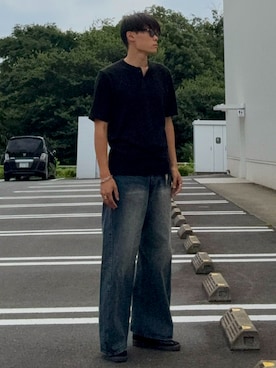 「アイテム（ファッション雑貨）」を使った、大学生のTさん（メンズ・180cm）の夏コーディネート