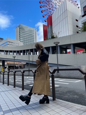 「EMODA（エモダ）のアイテム（ニット/セーター）」を使った、武島マリアさん（レディース・157cm）の秋コーディネート