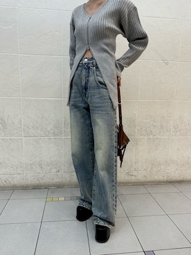 「EMODA（エモダ）のアイテム（ニット/セーター）」を使った、武島マリアさん（レディース・157cm）の冬コーディネート